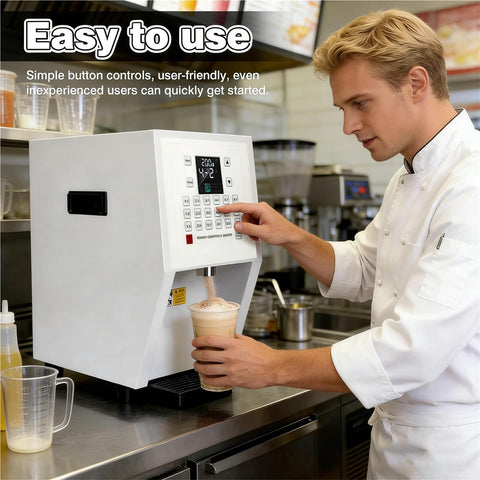 Person using Automatic Powder Dispenser Machine For Precise Dosing In Coffee, Creamer, Cocoa, And Milk