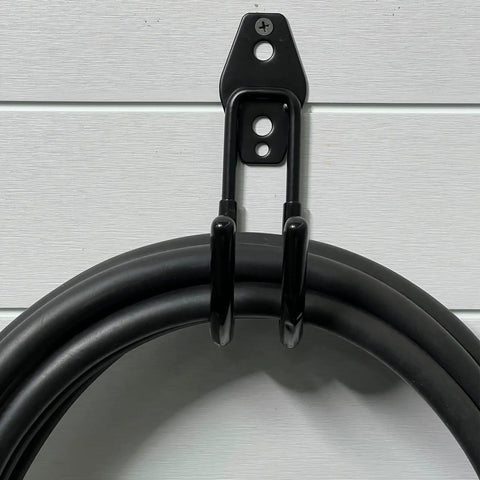 Rugged EV Charging Cable Holder Wall Mount with Anti Slip Rubber Coating No Fuss Heavy Duty J Hook holding cable