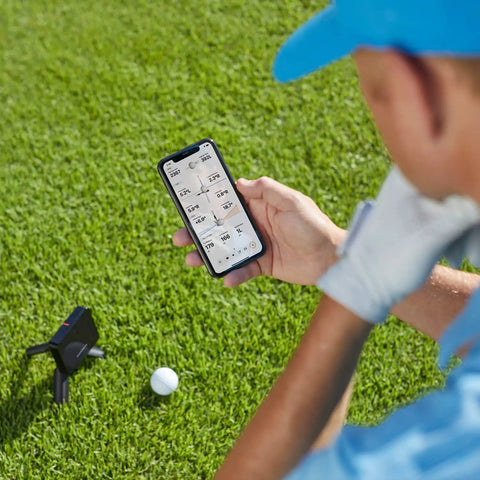 Portable Golf Launch Monitor And Simulator Bundle For Home Outdoor Or Indoor Practice With Real Shot Metrics on phone screen