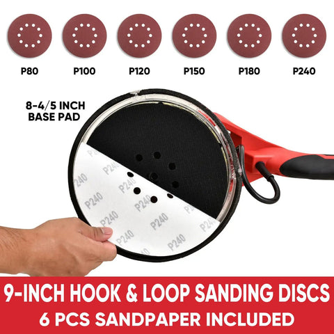 Close-up of sanding discs for Drywall Sander With Vacuum Attachment 800W Power, showing different grit options, 6 discs included