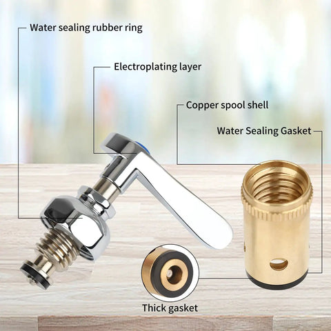 Replacement Brass Hydraulic Control Spindle Cartridge For Faucets Hot And Cold, Wall Mount Kitchen Bath DIY Upgrade, Universal Fit For Most Valves, Includes Handle For Easy Install