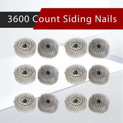 Stainless Steel Ring Shank Siding Nails 1.75 Inch By 0.090 Inch Diameter, 304 Grade Weatherproof Wire Coil, 3600 count displayed