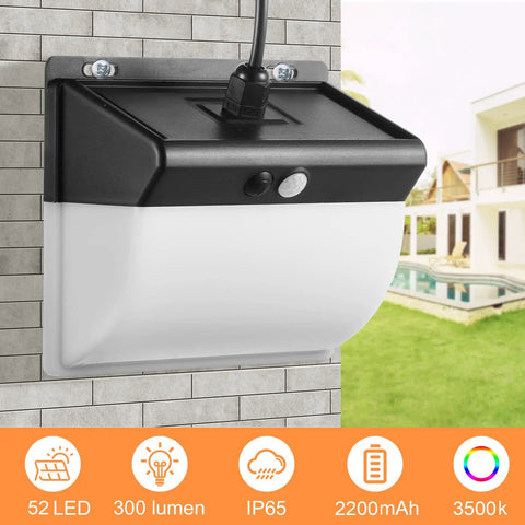 Mounted Solar Motion Lights Outdoor With Split Solar Panel, 3 Modes Dusk To Dawn Security Flood Lights, IP65 Waterproof