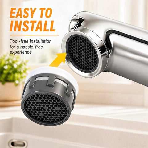 Slick Performance Faucet Aerators Three Pack For Kitchen And Bathroom Sink Inserts One Point Zero Gpm Flow Control shown during easy installation.