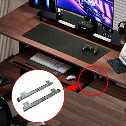 14 Inch Keyboard Slide Tray with Heavy Duty Ball Bearing Rails and Adjustable Mounting under desk setup