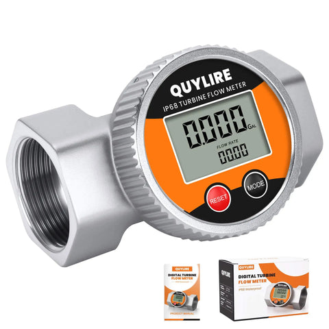 Water Flow Meter 1.5 Inch Inline Digital Flowmeter For Water Diesel Oil And Liquids With NPT Thread 10 To 75 GPM Outdoor IP68.