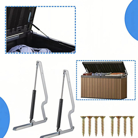 Two Pack Deck Box Hydraulic Hinge Replacement Kit Compatible With Most Deck Box Models For Outdoor Storage Box Lids with screws