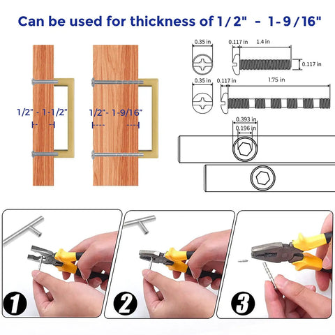 Installation guide for Slim 3 Inch Center to Center Brushed Brass Cabinet Handles 30 Pack Solid Square Bar Drawer Pulls