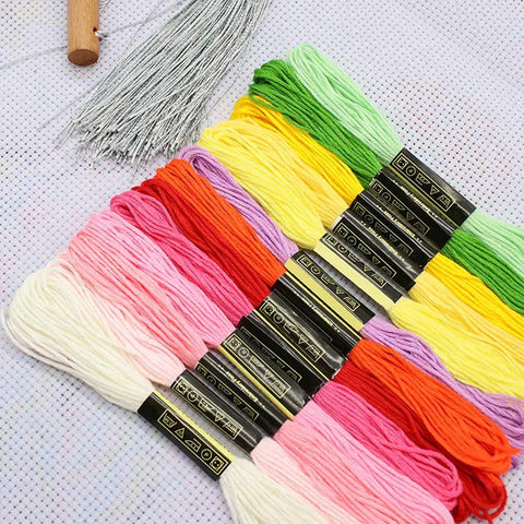 Totally Sick Rainbow Embroidery Floss Assortment Featuring Fifty Smooth Cotton Threads arranged in vibrant colors for crafting.