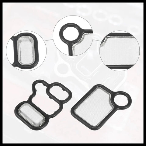 Honda VTEC Solenoid Gasket Spool Valve Filter Screen Kit With O Ring Pack Of 3 Direct Bolt On Durable Black Material