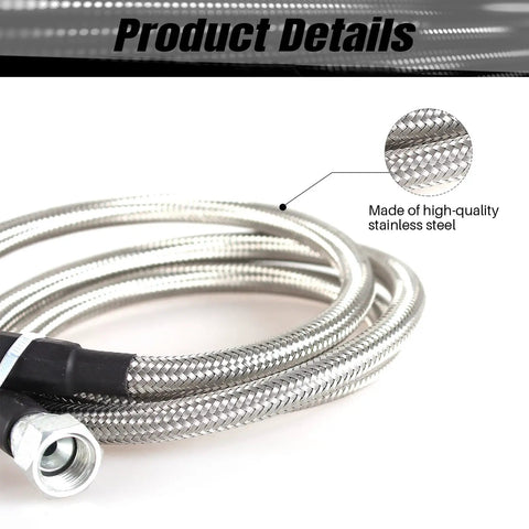 Close-up of 6AN Stainless Steel Braided Transmission Cooler Hose Line Kit For TH350 TH400 700R4 NP700RTL And 4L60E Series
