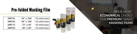 Bulk Pack Masking Film Rolls 12 Rolls 180 Feet Each 24 Inch Width Self Adhering Plastic For Painting And Auto Body Garage