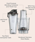 Personal Cup Adapter Kit For Full Size Blenders, BPA Free And Dishwasher Safe, showing two 20 oz cups and stainless steel blades