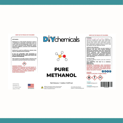 Label for Methanol Industrial Grade One Gallon Clear Solvent And Chemical Feedstock For Acetic Acid Formaldehyde Adhesives