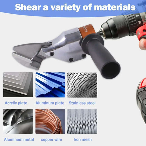 Heavy Duty Sheet Metal Cutter Drill Attachment turns any drill into a pro metal shear for smooth burr free cuts in steel aluminum and iron.
