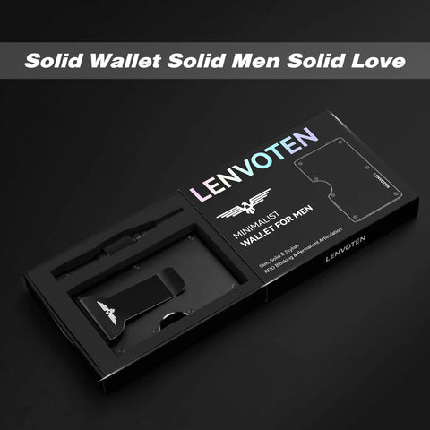 Ultra Slim Hinged Metal Wallet For Men With RFID Blocking in packaging, black aluminum wallet with money clip