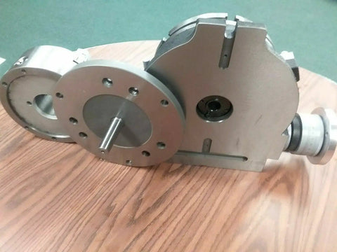 Boss Tier 12 Inch Precision Horizontal Vertical Rotary Table With Slick Gear Drive And 10 Inch Three Jaw Chuck side view showing detailed design