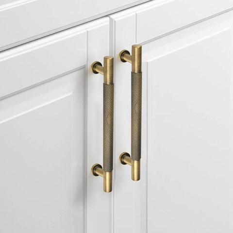 Vintage Brass 5 Inch Knurled Cabinet Pulls Set Of 5 For Kitchen Cabinets, Dressers, Vanities, Wardrobes, And Closets Durable Solid Brass Drawer Handles