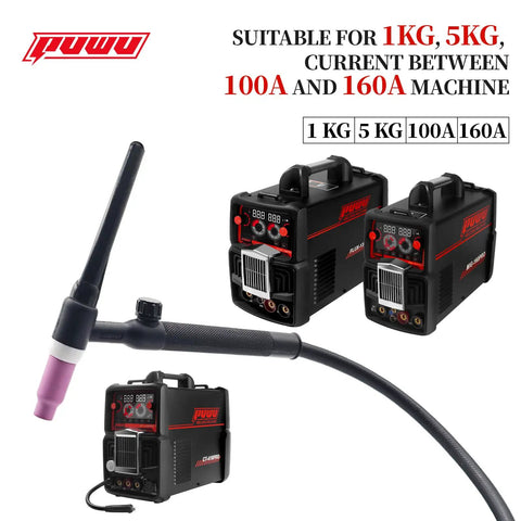 TLg Torch Kit For 100A To 160A Welders With Multiple Attachments Ceramic Nozzles 4 5 6 Electrode Clamps and more shown