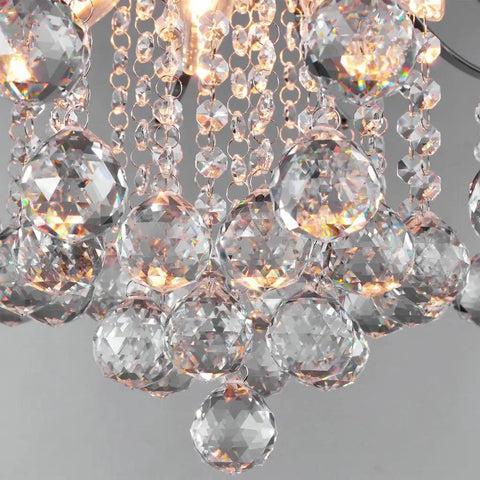Lit Six Light Chrome Crystal Pendant Chandelier Flush Mount Ceiling Light For Dining Room Modern Style With Adjustable Chain And K9 Clear Crystals