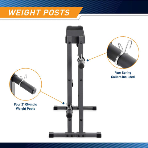 Rugged Three Tier Combo Weight Storage Rack For Home Gym Dumbbell Kettlebell And Plate Organization Built Tough Steel Frame showing four weight posts and spring collars.