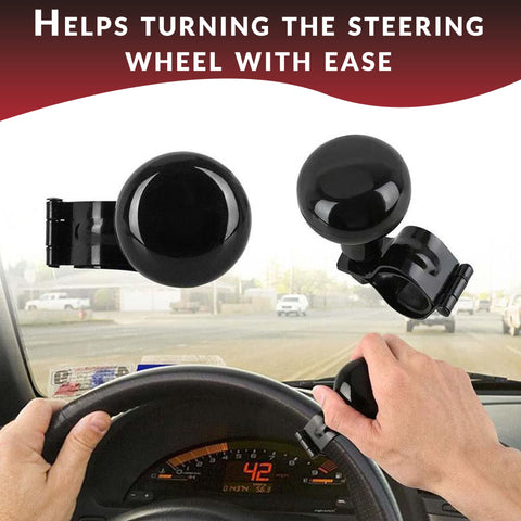 Classic Black Steering Knob Spinner Universal Fit Grip Handle for easy steering control while driving.