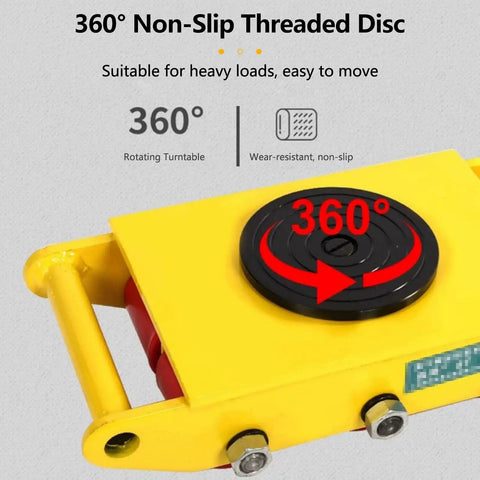 Heavy Duty Machinery Moving Skate Dolly With 360 Degree Swivel And Non Slip Pads, 13200 Lb Capacity, close-up of 360° disc