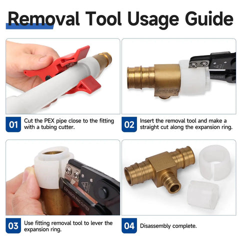 Killer PEX Expansion Tool Kit For F1960 ProPEX Systems with Indexed Auto Rotating Heads, ring removal usage guide steps