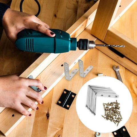 Stainless Steel L Shaped Corner Bracket For Furniture Fixing With Screws, Heavy Duty 90 Degree Angle Plate Bracket installation