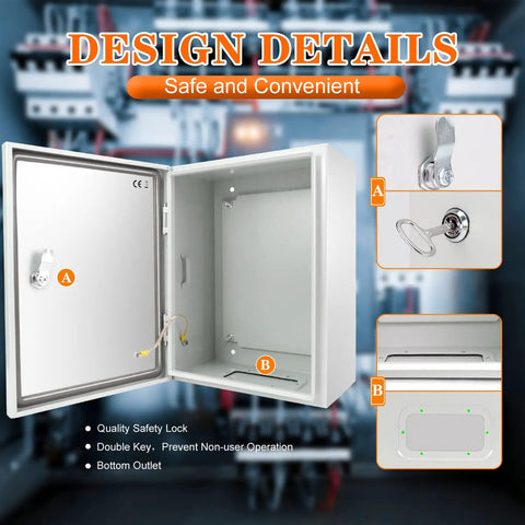 Tough As Nails Outdoor Electrical Box 12 By 10 By 6 Inch NEMA 4X Waterproof Steel Enclosure Lockable Junction Box open view