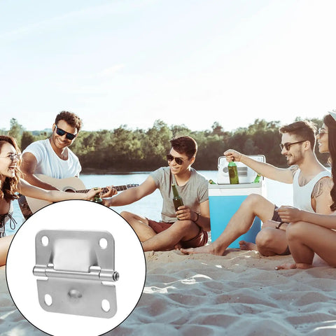 Stainless Steel Cooler Hinge Replacement Kit With Screwdriver And 16 Screws for Ice Chest Freezer in a beach setting