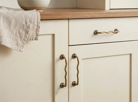 Solid Brass Cabinet Pulls With 5 Inch Hole Centers, Antique Brass Drawer Handles For Kitchen Cabinets, Dressers And Vanities