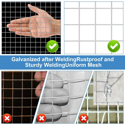Comparison of Heavy Duty 19 Gauge Hardware Cloth, 1/2 Inch Square Openings, 16 Inch Wide, 50 Ft Roll, Galvanized Welded Wire Mesh