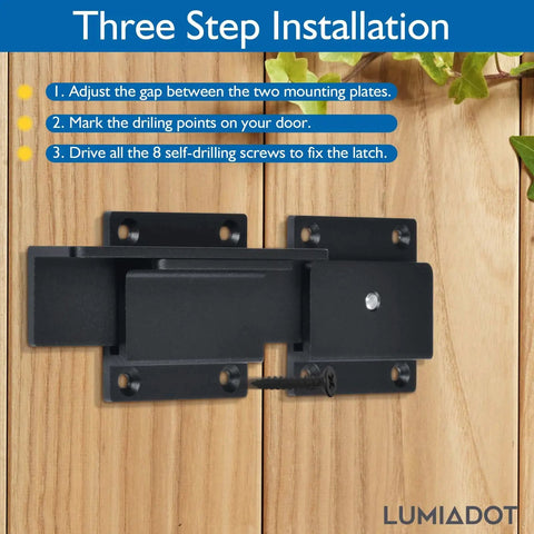 Heavy Duty Aluminum Gate Latch With Padlock Hole, Adjustable 3.5mm Thickness, Rustproof CNC Machined Fence Gate Latch installation guide