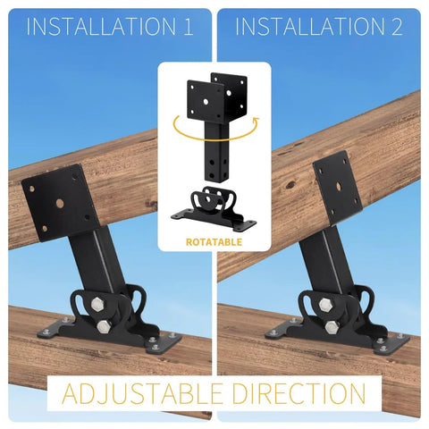 Heavy Duty Roof Riser Brackets Kit For Adjustable Beam Mounts On Roof Pergola Gazebo Black Set Of 4 Built Tough Durable Metal Construction Weather Resistant Easy Install For Outdoor Roof Structures