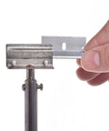 Close-up of Long Handle Adhesive And Vinyl Decal Remover With Razor Blade Scraper being inserted, showing the non slip grip and metal blade holder.