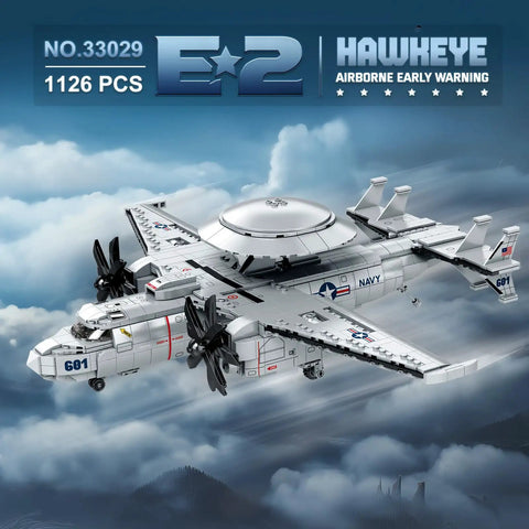 E-2 Hawkeye Military Airplane Building Set 1126 Pieces For Adults And Teens Dope Fighter Jet Model Kit With Radar Dome