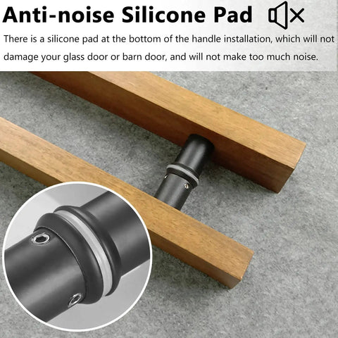 Dang Good Solid Wood Double Sided Door Handles With Sweet Long Threaded Mounting Bolts And Durable Waterproof Coating For Interior Bedroom Closet And Bathroom Sliding Doors showing anti-noise silicone pad on handle.
