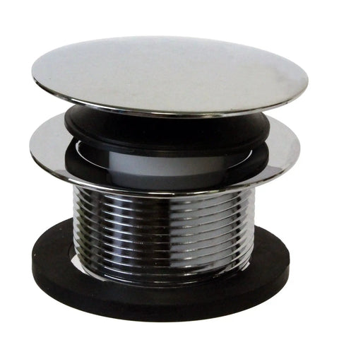Universal Deep Soak PVC Bath Drain In Polished Chrome With European Tip Toe Push Drain One And A Half Inch Schedule 40 Tub Drain