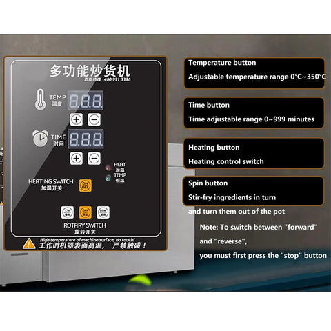 Control panel of Massive Batch Electric Coffee Roaster Automatic Bean Roasting Machine for Nuts Peanuts and Grains