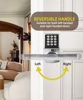 Slick Keyless Entry Door Lock With Handle Offering Hassle Free Digital Keypad And Ic Card Access For Fast Home Or Apartment Use Super Easy Install In Solid Satin Nickel Finish with reversible handle.