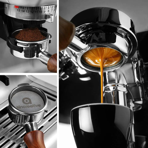 Bottomless 54mm Espresso Portafilter With 3 Ears And Puck Screen, Comes With Filter Basket, Built For Pro Level Home Baristas