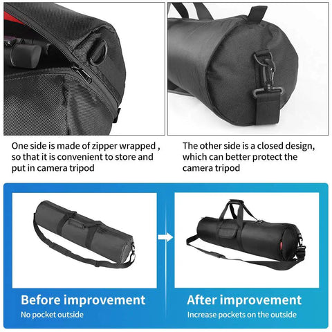 Image showing All Around Thick Padded Tripod Carry Case Built Like A Tank with zipper opening and improved pocket design.
