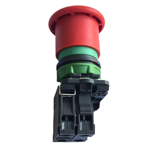 Premium Heavy Duty Emergency Stop Button For Scissor Lifts with red top and green base, designed for safety in industrial settings.