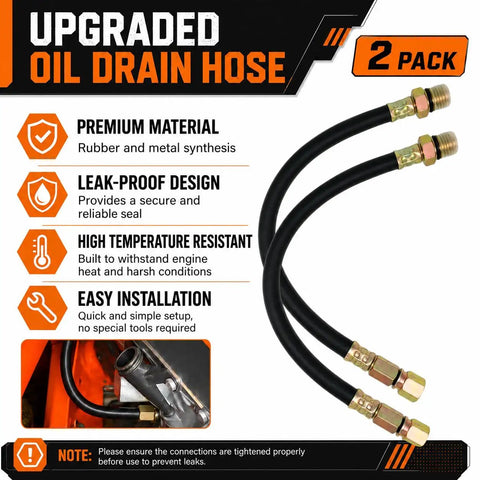 Beefed Up Flex Drain Oil Hose For FR730V FR691V Engines And Kubota Z412 Z122R Toro MX5060 Mowers, 2-pack, rubber with metal fittings.