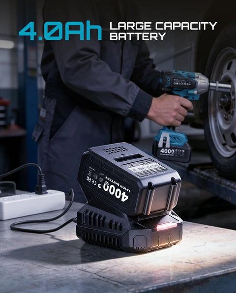 Mechanic uses Three Eighths Inch Cordless Impact Wrench with 450 Nm Torque Brushless Motor Dual Speeds Up to 3000 RPM