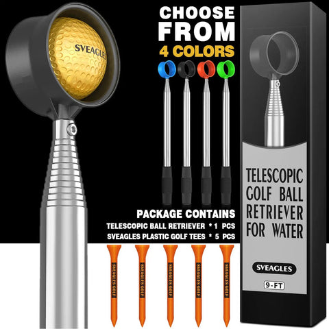 Telescopic Golf Ball Retriever For Water, 12 Ft And 9 Ft Two Sided Grabber, stainless steel design with color options