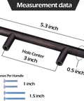 30 Pack Solid Stainless Steel Cabinet Handles and Drawer Pulls With Oil Rubbed Bronze Finish 5.38 Inch Length measurement details