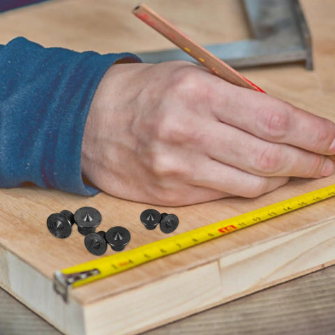 8 Piece Woodworking Dowel Pin Locator Kit With Metal Center Transfer Plugs Drill Hole Guide in use by craftsman