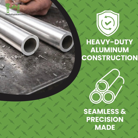 No-BS Heavy-Duty Aluminum Round Standoff Bushing, 5/8 OD By 1/4 ID X 36 In Long, Unthreaded Spacer with seamless finish.